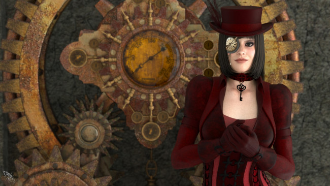 Обои картинки фото 3д графика, фантазия , fantasy, фон, взгляд, девушка