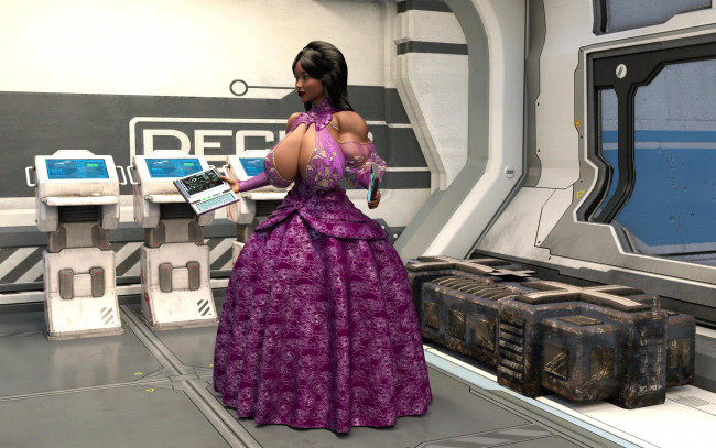 Обои картинки фото 3д графика, люди , people, интерьер, фон, взгляд, девушка