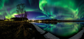 Картинка природа северное+сияние сполохи ночь