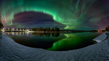 Картинка природа северное+сияние сполохи ночь