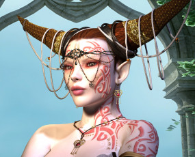 Картинка 3д+графика фантазия+ fantasy фон взгляд девушка