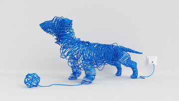 Картинка 3д+графика моделирование+ modeling розетка мячик такса провод