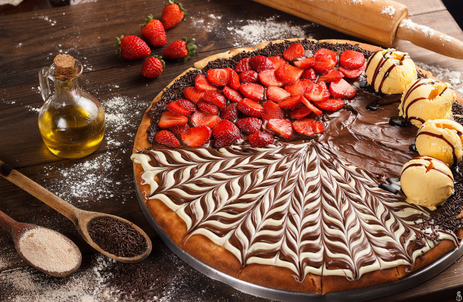 Обои картинки фото dessert pizza, еда, пицца, снедь