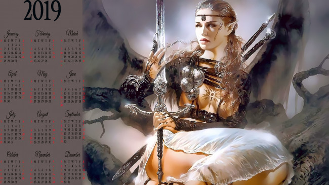 Обои картинки фото календари, фэнтези, оружие, тату, девушка