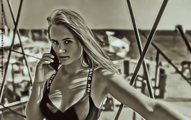 Обои картинки фото календари, компьютерный дизайн, смартфон, девушка