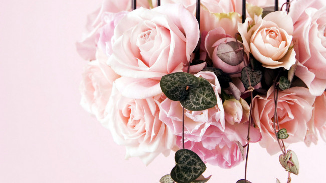 Обои картинки фото цветы, букеты,  композиции, букет, розы, листья