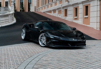 Картинка автомобили ferrari front black road supercar sf90
