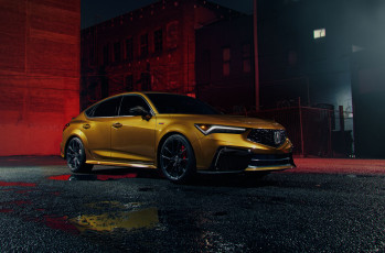 Картинка автомобили acura желтый ночь integra type+s авто+2024+года