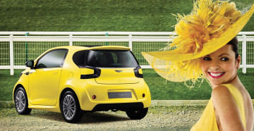 Картинка автомобили -авто+с+девушками астон мартин желтый женщина шляпа