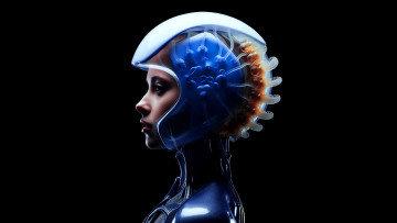 Картинка фэнтези девушки необычный шлем