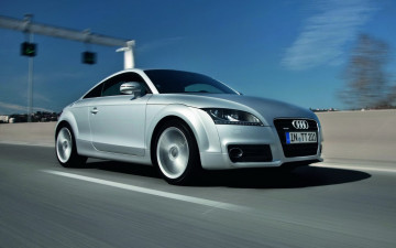 Картинка audi+tt+coupe автомобили audi серебристый скорость дорога