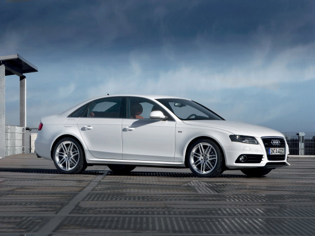 Обои картинки фото audi a4, автомобили, audi, белый, площадка