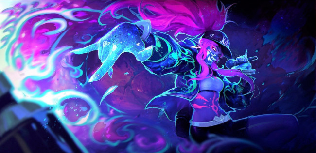 Обои картинки фото видео игры, league of legends, маска, микрофон, akali