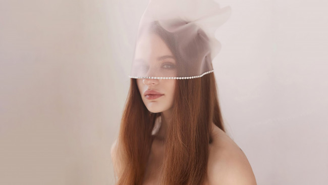 Обои картинки фото девушки, joey king, лицо, рыжая, вуаль