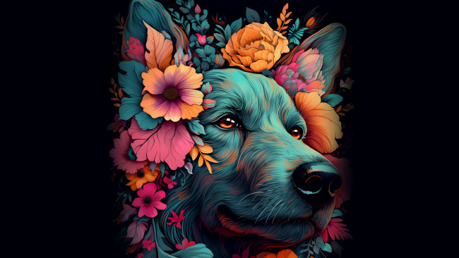 Обои картинки фото рисованное, животные, нейросети, собака