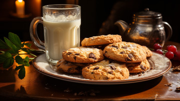 Картинка еда пирожные +кексы +печенье молоко печенье