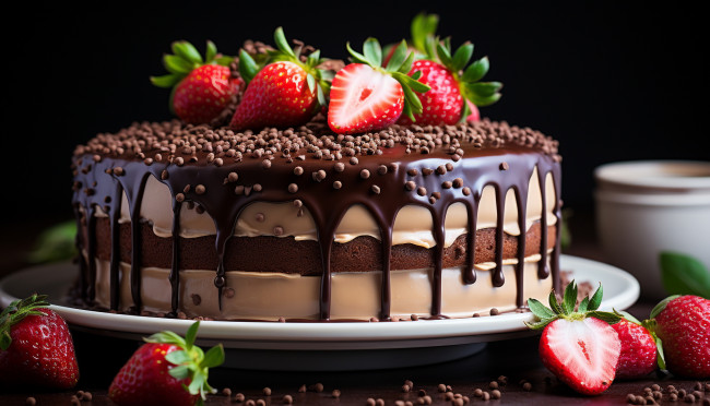 Обои картинки фото 3д графика, еда-, food, торт, шоколадный