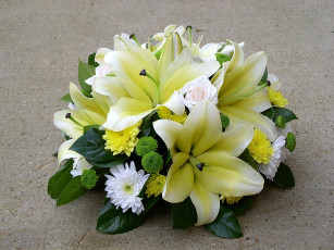 Картинка цветы букеты композиции лилии хризантемы