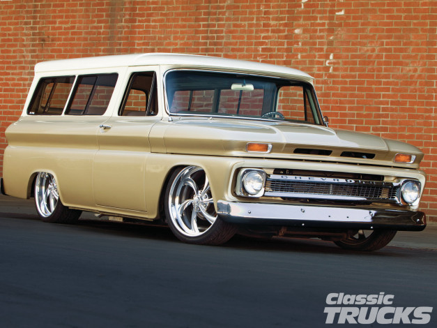 Обои картинки фото 1966, chevrolet, suburban, автомобили, custom, van`s