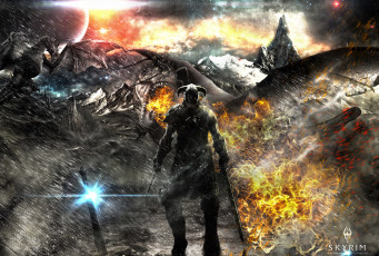 Картинка the elder scrolls skyrim видео игры дракон