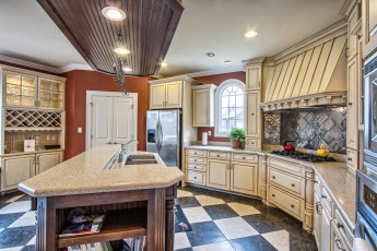 Картинка интерьер кухня мебель холодильник