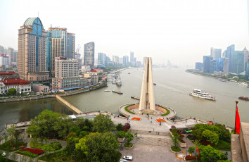 Картинка китай шанхай города река дома