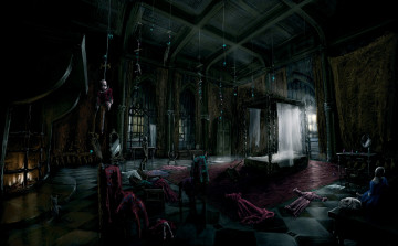 Картинка фэнтези замки готика вещи беспорядок ложе зал