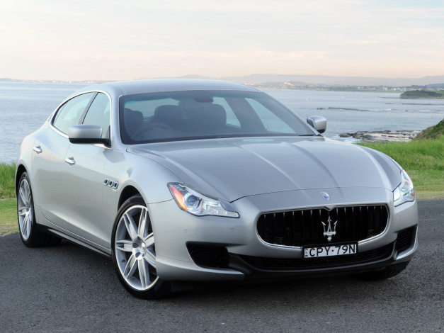 Обои картинки фото автомобили, maserati, au-spec, 2014г, серый, quattroporte