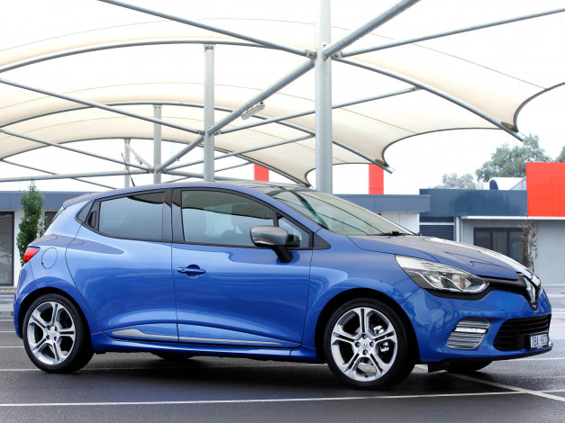 Обои картинки фото автомобили, renault, синий, 2014г, au-spec, clio, gt