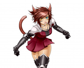 Картинка разное арты девушка взгляд фон кошка ушки хвост