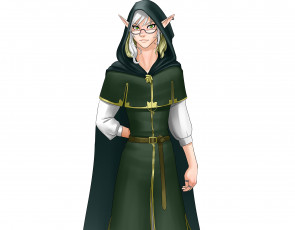 Картинка разное арты эльфийка взгляд фон очки накидка