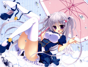 Картинка аниме unknown +другое пузыри девушка зонт