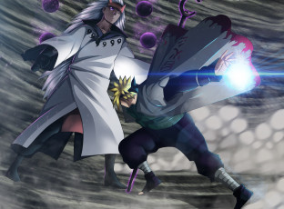 Картинка аниме naruto сражение удар мужчина namikaze minato