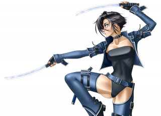 Картинка разное арты девушка взгляд фон оружие