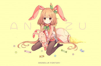 Картинка аниме idolm@ster конфеты девочка арт жёлтый фон игрушка ушки tagme artist futaba anzu