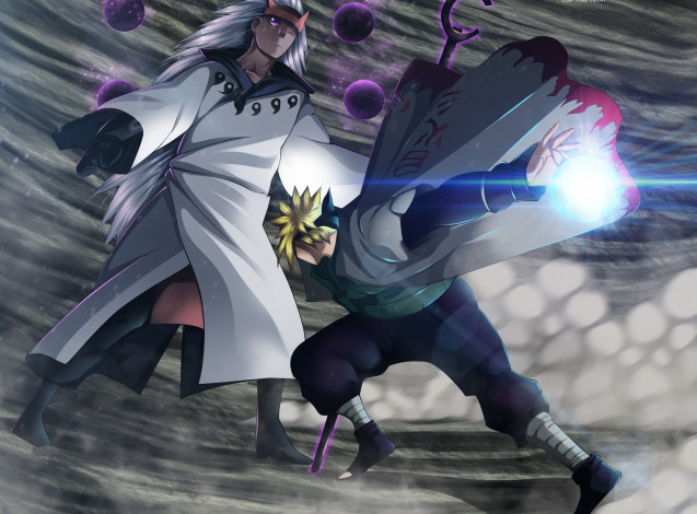 Обои картинки фото аниме, naruto, сражение, удар, мужчина, namikaze, minato