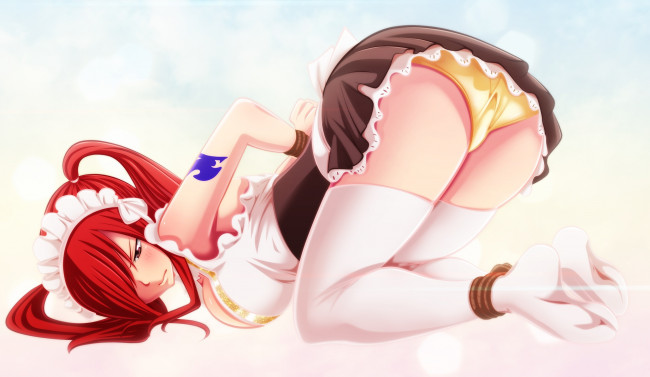 Обои картинки фото разное, арты, девушка, взгляд, фон, попа, трусики