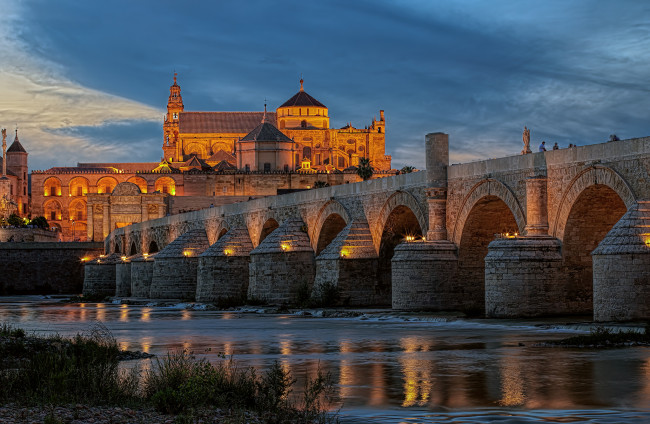 Обои картинки фото mezquita de c&, 243, rdoba, города, - мосты, река, мост