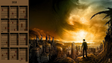 Картинка календари фэнтези город человек