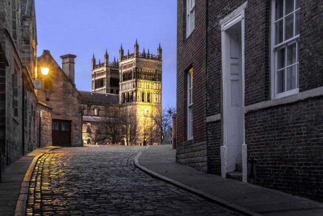 Обои картинки фото города, - католические соборы,  костелы,  аббатства, дарем, england, собор, дома, здания, англия