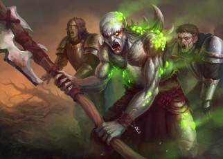 Картинка фэнтези нежить существа фон оскал оружие