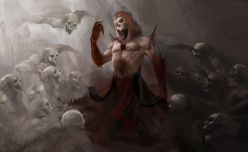 Картинка фэнтези нежить скелет череп фон