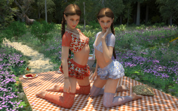 Картинка 3д+графика эльфы+ elves девушки фон взгляд пикник