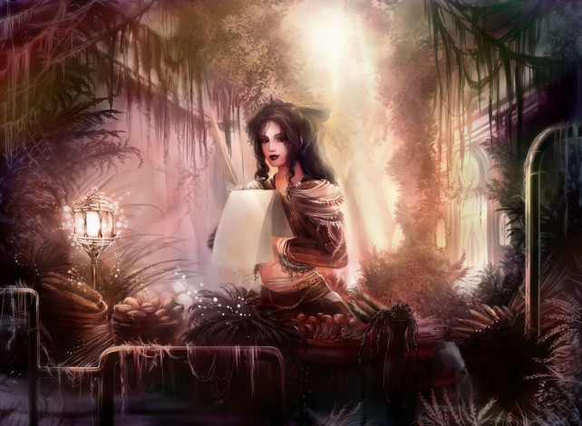 Обои картинки фото фэнтези, девушки, девушка, фон, взгляд, альбом