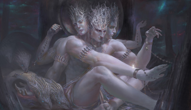 Обои картинки фото фэнтези, существа, божество, фон, руки