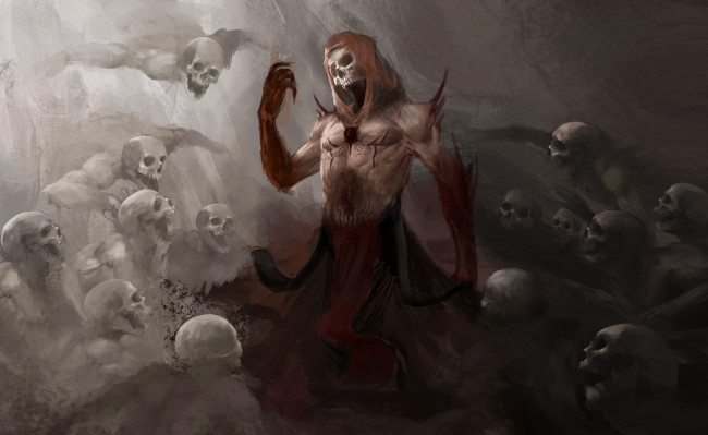 Обои картинки фото фэнтези, нежить, скелет, череп, фон