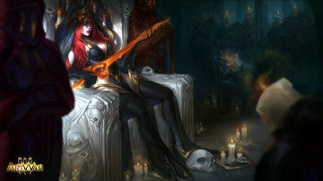 Картинка видео+игры ---другое девушка меч трон череп свечи рыцари