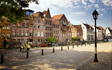 Картинка города гент+ бельгия улица дома фонарь