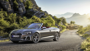 Картинка audi+s5+tfsi+convertible автомобили audi серый горы дорога