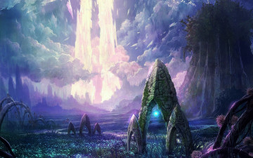 обоя видео игры, aion,  the tower of eternity, горы, арки
